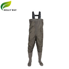 Brown waterproof fishing nylon PVC chest waders